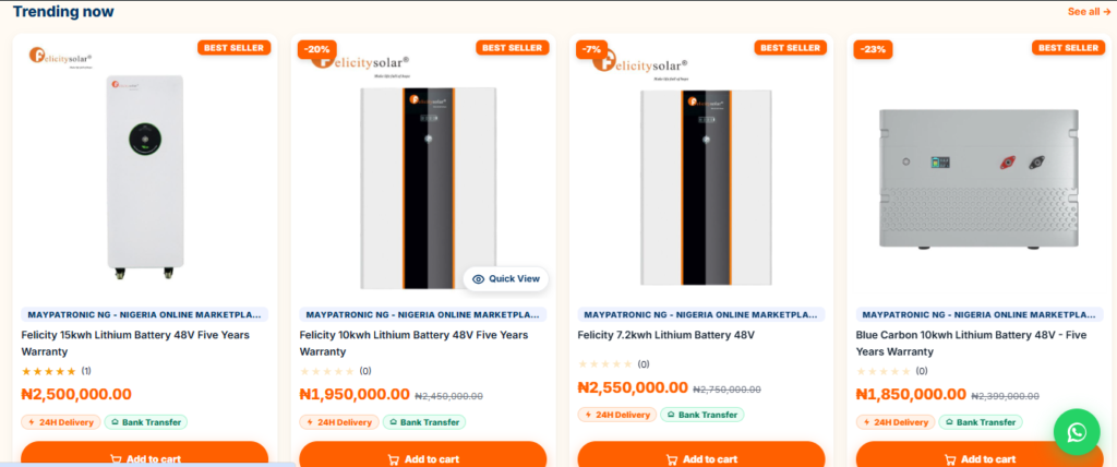 maypatronic is a top Nigeria online shopping platform for solar and electronics
